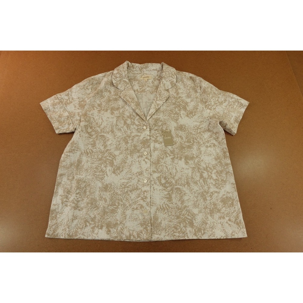 Haven Womens Large Organic Cotton Linen Serene Botanicals Short Sleeve Sleep Top